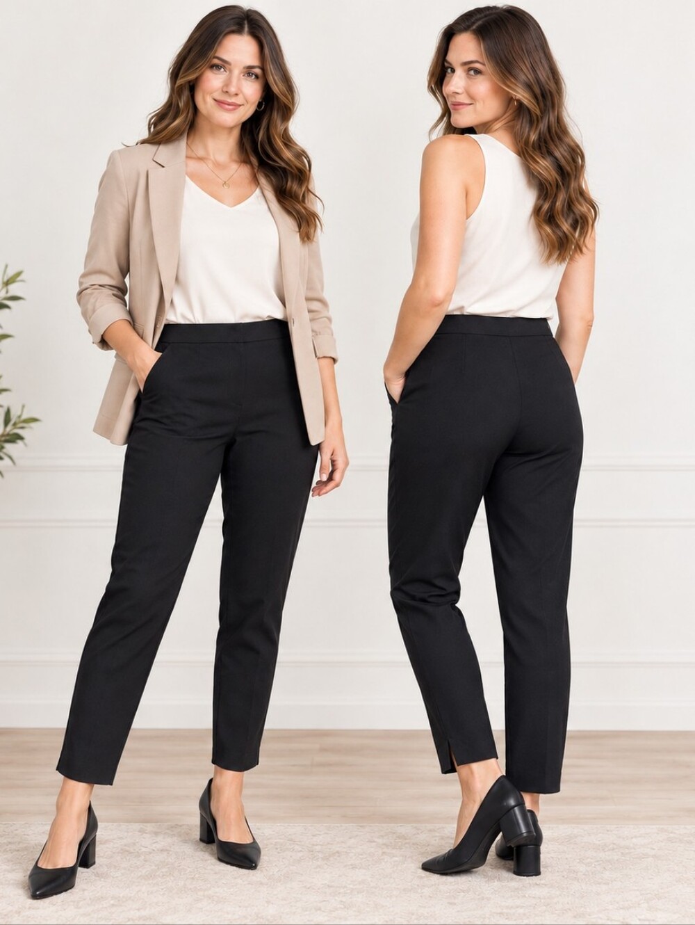 Time and Tru Size 8 Black Ankle Pants Business Casual Minimalist Workwear